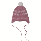 Ariel strikket lue med dusk i 100% merinoull, rose