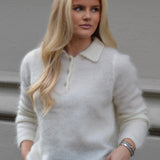 Vilje & Ve Morgan 72% mohair blend strikket  genser - Hvit