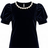 Vilje & Ve Emma velvet bluse - Marineblå