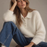 Vilje & Ve Morgan 72% mohair blend strikket  genser - Hvit