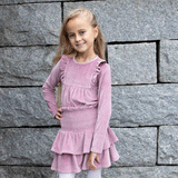 Juliane velour topp med rysjer, rosa