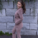 Hermine velour slengbukse, taupe