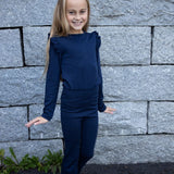 Dis ulltopp i merinoull og bambus, marineblå