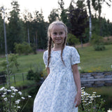 Vilje & Ve Sara kjole med puffermer - Printet blå B6-4