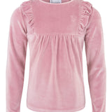 Juliane velour topp med rysjer, rosa