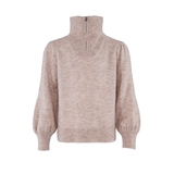 Luna strikket genser i ull og mohairmix, beige melert
